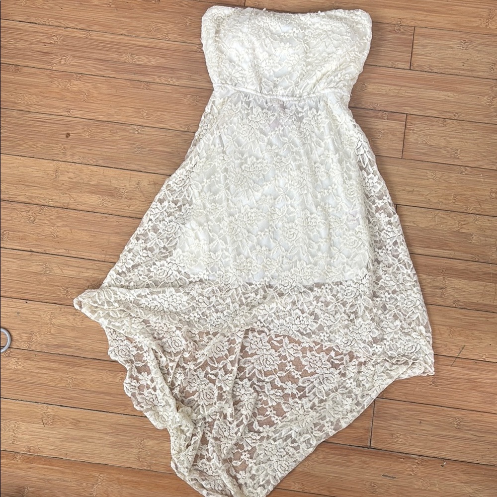 💫Strapless Lace High-Low Dress